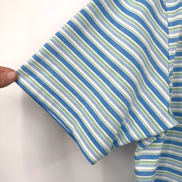 Peter Millar Summer Comfort Golf Shirt Blue Striped Sz Large - Picture 4 of 10